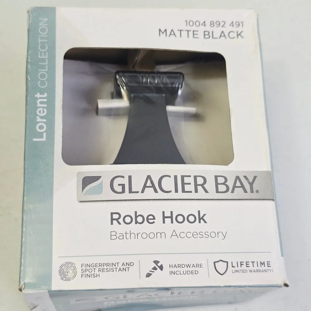 Glacier Bay Lorent Robe Hook Matte Black 1004 892 491 Fingerprint Resistant